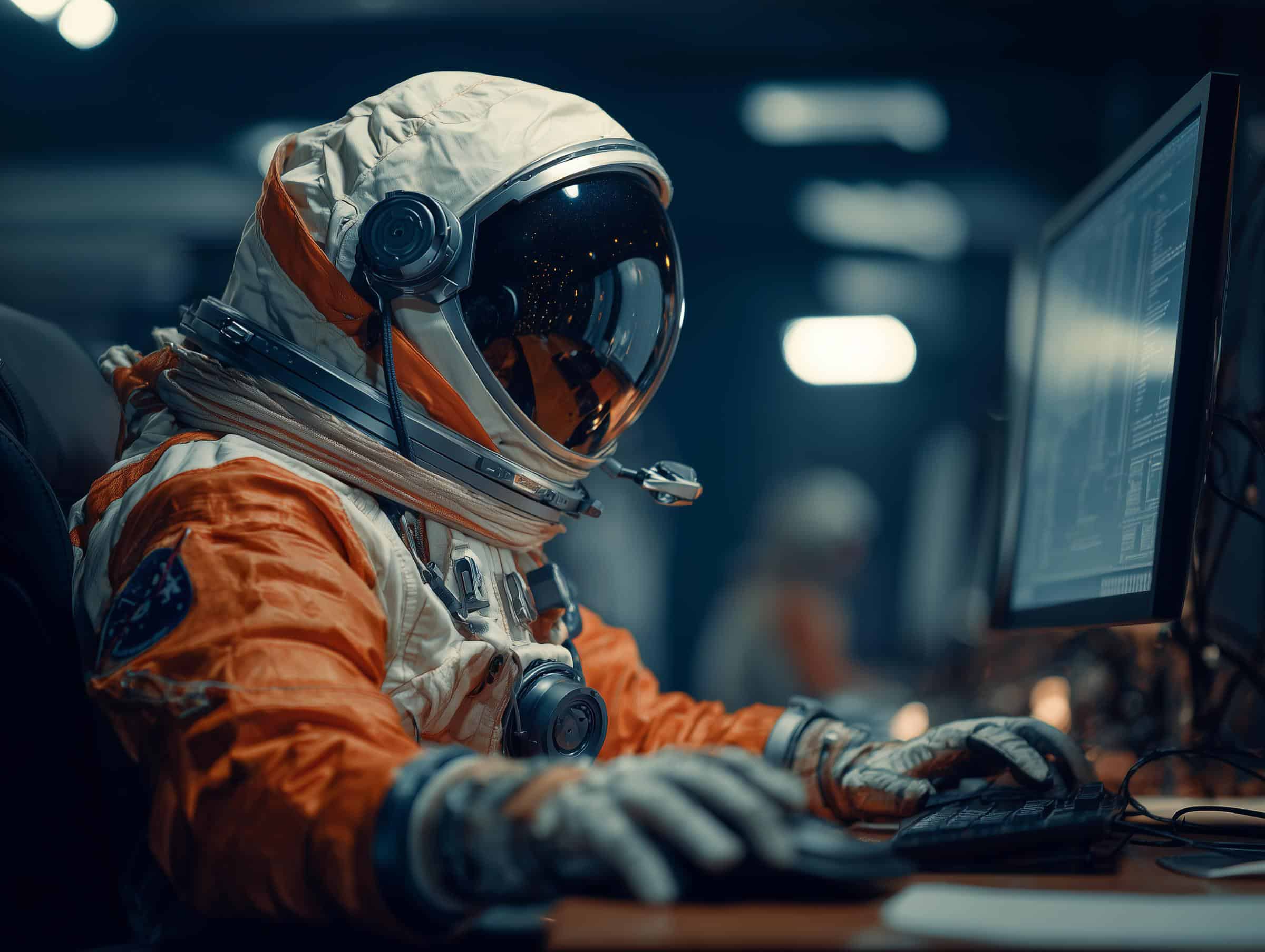astronaut bedient hightech computer als metafoor voor ai voor jouw bedrijf